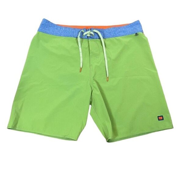 Cova Men's Swim Trunks Green with Blue Tie Waist Size 38 - Picture 1 of 9